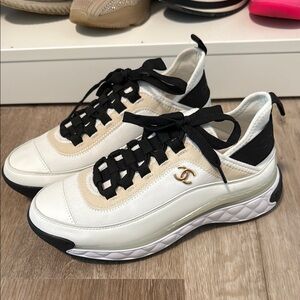 Chanel Black and White Sneakers with Contemporary Design